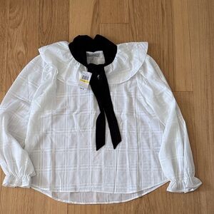 Cupio Ivory Blouse with Black Tie